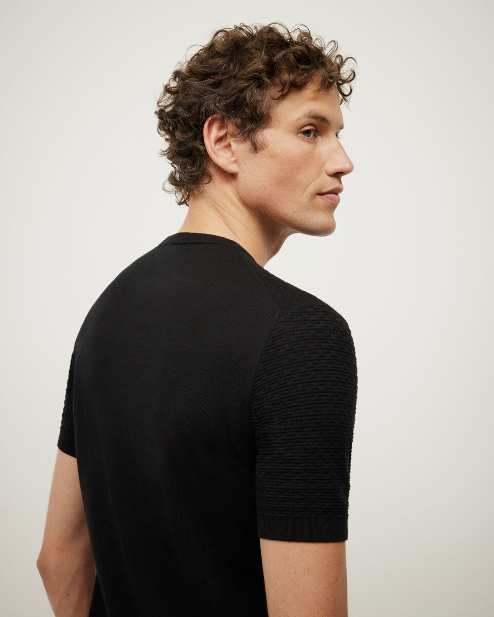 Frank Textured Short Sleeve Knit, Black, hi-res